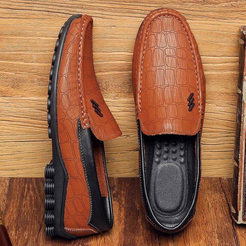 

Genuine Leather Loafers Shoes Men Driving Shoes Soft Comfortable Cow Leather Mens Casual Shoes Brand Footwear Slip-on A2134