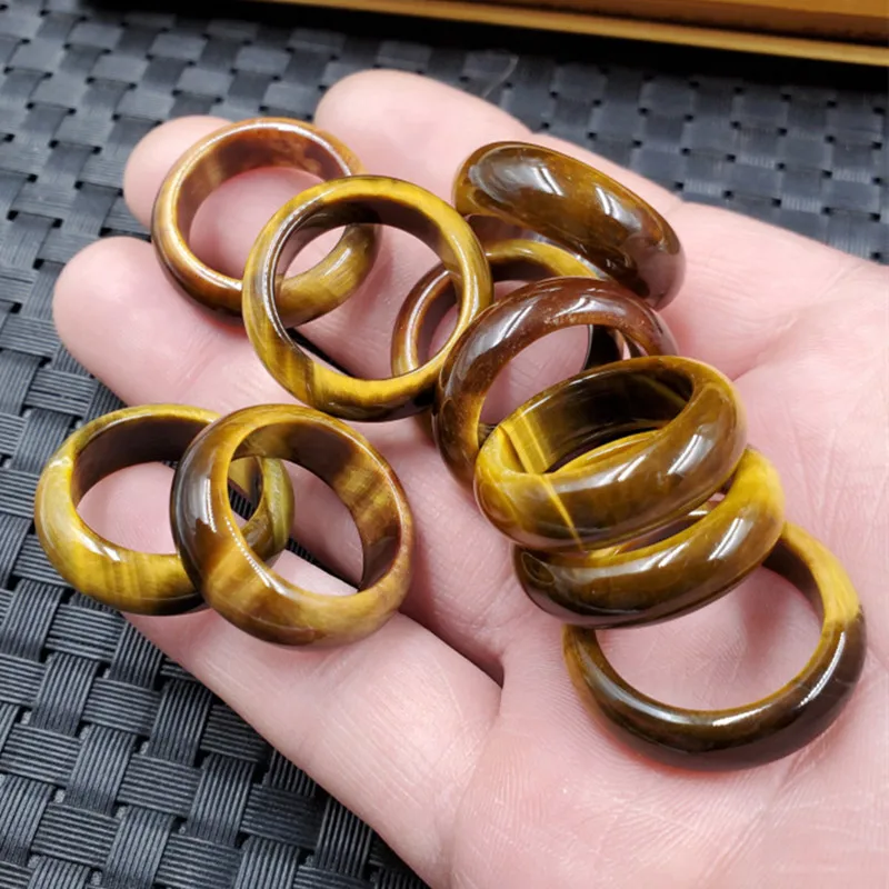 Natural Tigers Eye Crystal Healing Stones Rings Men Women Fine Jewelry Accessories Tiger Eyes Gemstone Ring Party wedding Bands