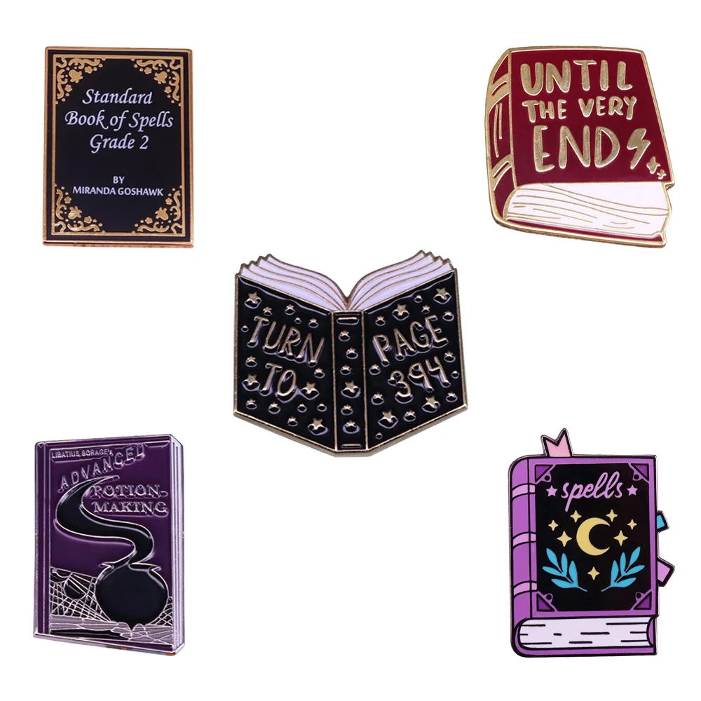 

Book of Spells pins Magic Literature Enamel Pin Brooch Magic Potion making Book witchcraft wizard witch accessory