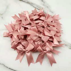 (50 unids/pack) 85*85mm lazos de cinta rosa fresco tamaño pequeño lazo de cinta de satén flor artesanía decoración trabajo hecho a mano decoración de fiesta DIY