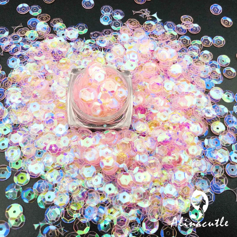 25g 6mm cerchio rosa chiaro paillettes forniture fai da te unghie arte polimero accessori trasparenti paillettes fai da te scrapbook frullati