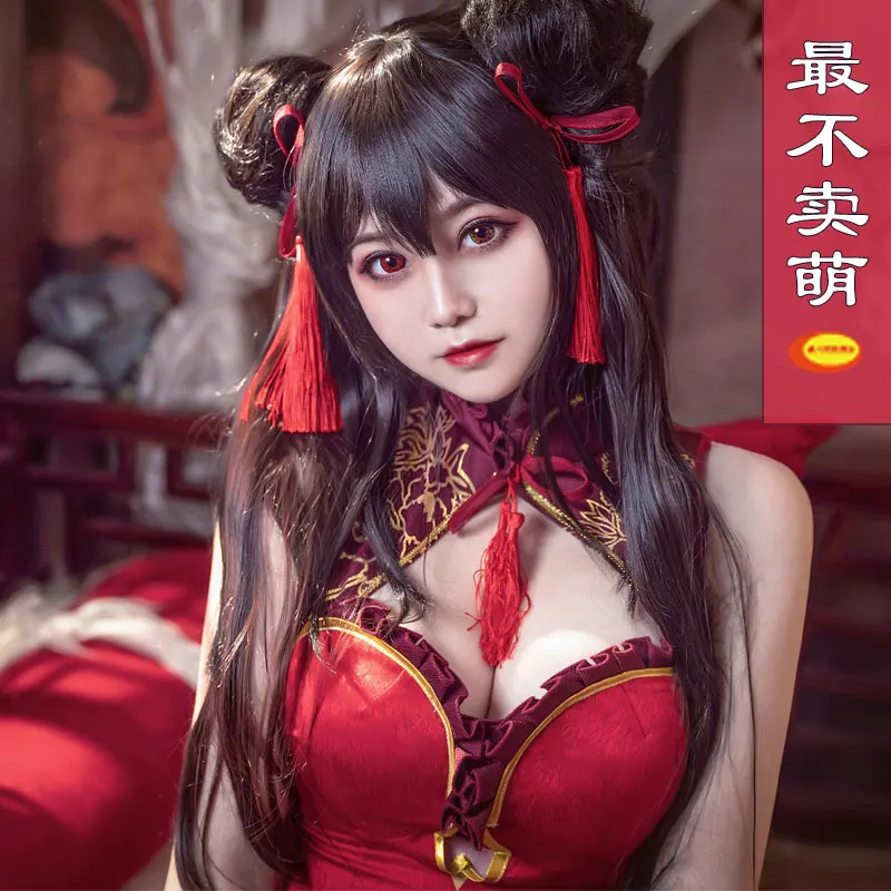 

Date A Live Cos Clothes Tokisaki Kuangsan New Year Cheongsam C Clothes Cosply Costume Female Cosplay Mobile Game