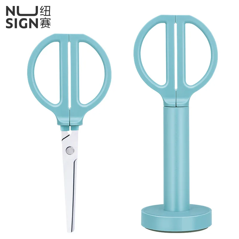 Deli Nusing Non-Stick Scissors Creative Colors Sharp Paper Cutter Scissors With Holder Stationery OFFIC SUPPLI For Office Home