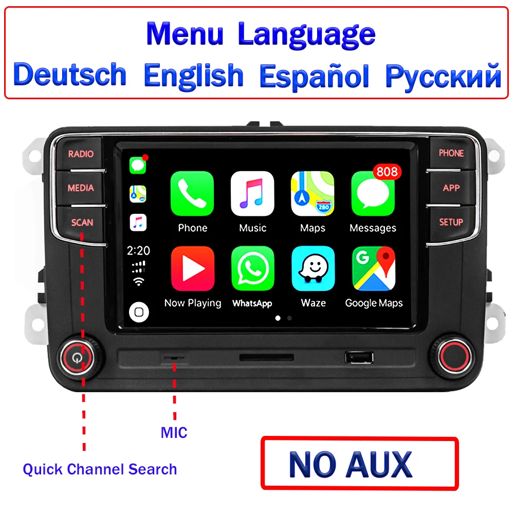 SCUMAXCON Car Stereo Radio RCD330 360 PRO2  Android Auto Carplay BT SD USB For VW Golf Caddy Tiguan Touran Jetta CC Eos Passat