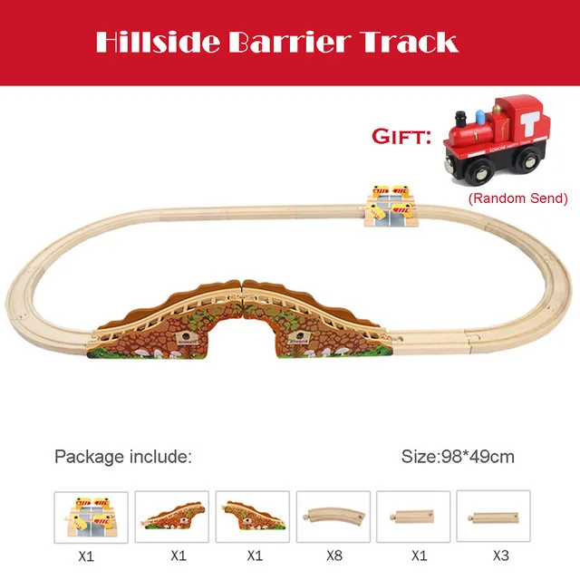 

Wooden Track Set Beech Wooden Railway Train Track Toys Tunnel Cross Bridge Parts Compatible with All Brands Wood Tracks