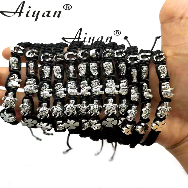 12 Pieces Eyes The Virgin Mary The Father Saint Benedict Elephant Turtle Owl  Palm  Four-Leaf  Clover  Horseshoe  Woven Bracelet