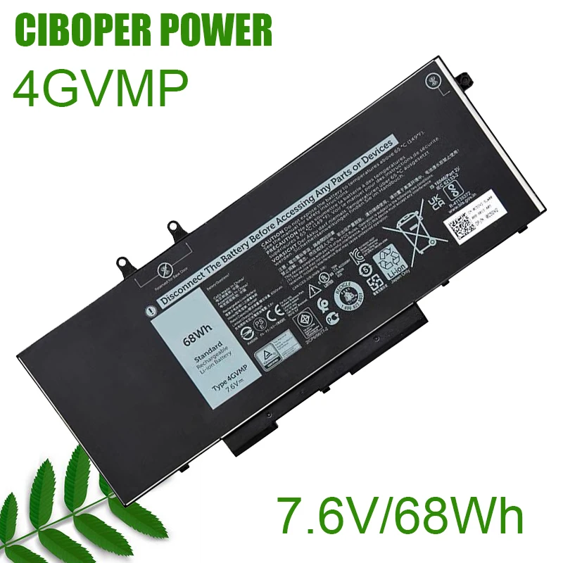 

CP Genuine Laptop Battery 4GVMP 7.6V/68Wh For Latitude 5500, Precision 3540 ,Compatible with X77XY