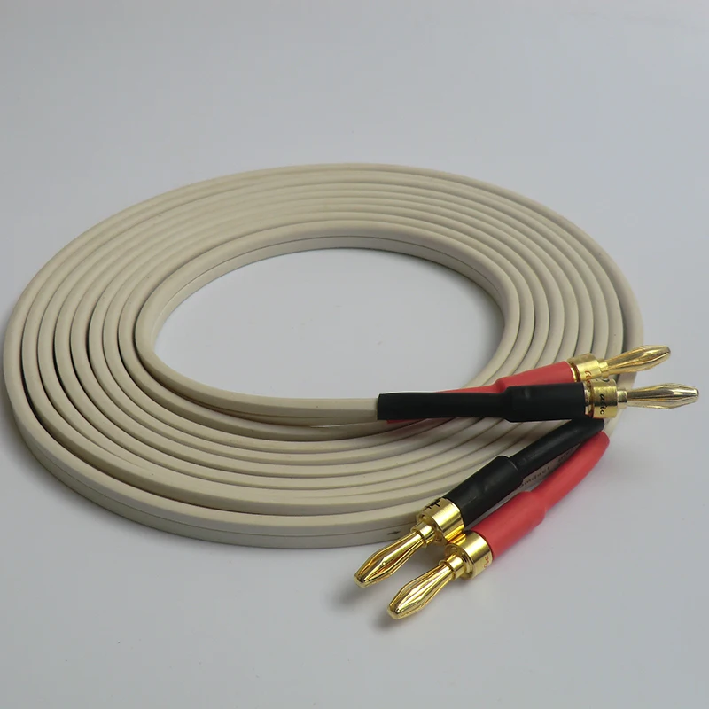 Audio Speaker Cable with Banana Plug of Gold-plated Pure Copper HIFI Sound Quality Oxygen Free Copper Wire 2 core