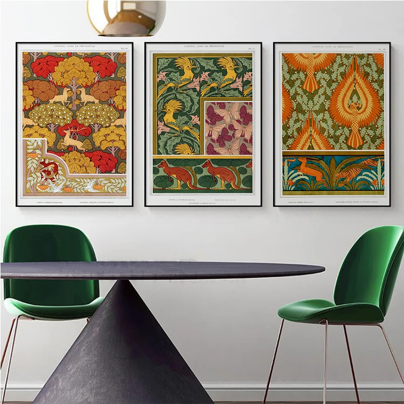 Vintage Art Nouveau Canvas Painting Posters and Prints Wall Art Picture Interior Paintings for Living Room Hotel Wall Decor