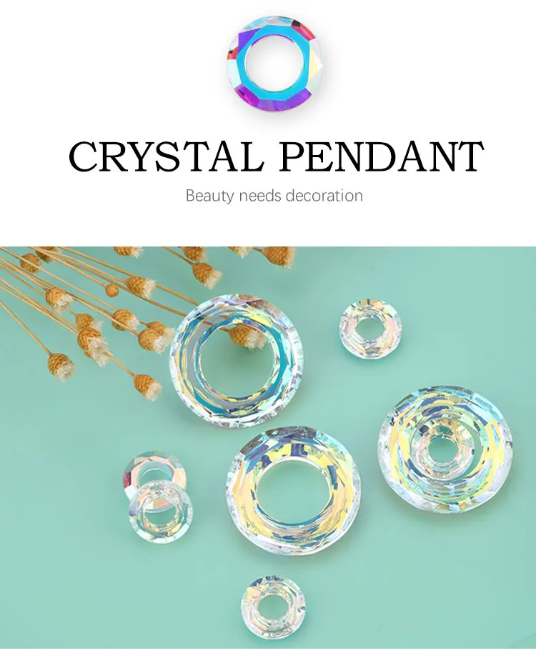 14/30 mm Kristallperlen, AB-Farbe, Glas, ringförmige Ringperlen für Schmuckherstellung, DIY-Schmuckperlen, Halsketten, Ohrringe, Zubehör – Detail 4
