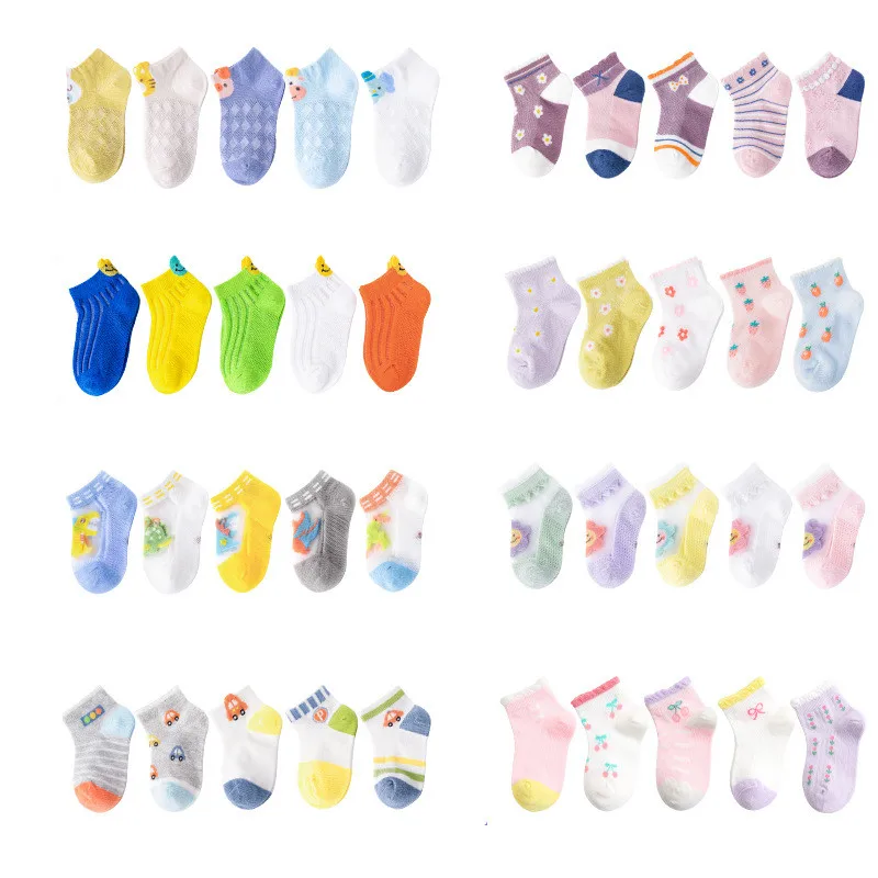 Nuevos calcetines de primavera y otoño para niños y niñas, calcetines de malla fina para niños, calcetines bonitos de dibujos animados para Niños, venta al por mayor