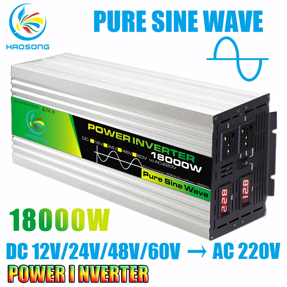 18000W Car Power Inverter DC 12V/24V/48V/60V to AC 220V Pure Sine Wave Inversor 12 V 220 V Auto Car Convertor Invertor