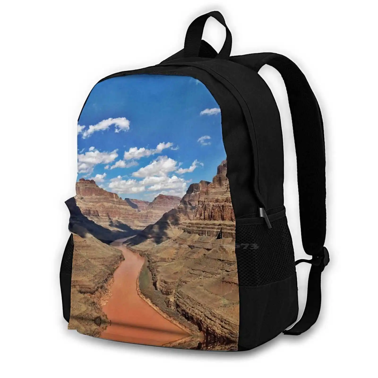 Grand Colorado River Large Capacity Fashion Backpack Laptop Travel Bags Grand Colorado River Mountain Rocks Blue Brown Nevada