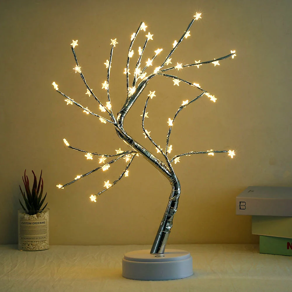 Led Usb Copper Wire Christmas Tree Table Night Light Battery Operated Table Lamp Home Fairy Bedroom Indoor Kids Bar Decor D30