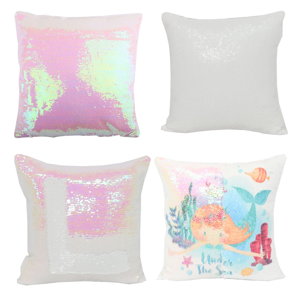 10pcs Square Sublimation Blank Reversible Sequin Magic Swipe Pillow Cover Cushion Case