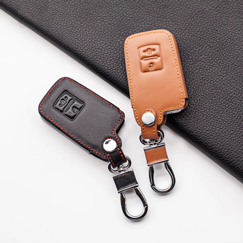 Leather Car Key Case For Toyota Auris Camry RAV4 Avalon Yaris Verso 2012-2018 2 Buttons Keyless Remote Fob Protector Cover Bag