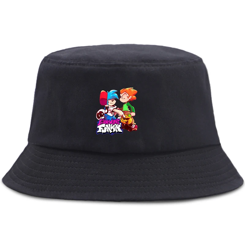 Parent-child Game Friday Night Funkin Bucket Hats Summer Boys Girls Student Fisherman Hat Harajuku Black Caps Hip Hop Beach Cap