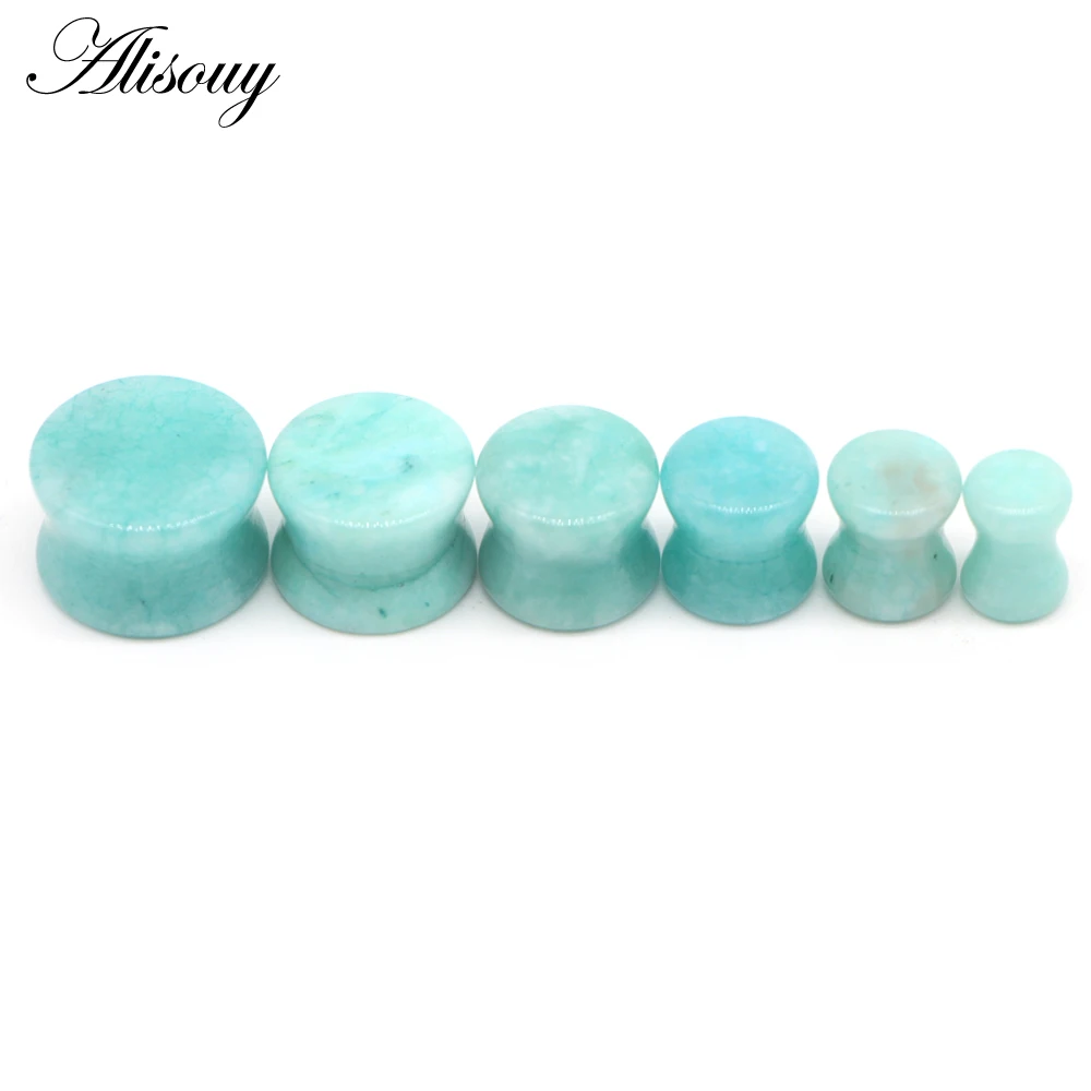 Alisouy 2PCS Natural Stone  Ear Expanders Ear Plugs Flesh Tunnels Gauges 6mm-16mm ear Stretchers Taper Body Piercing Jewelry