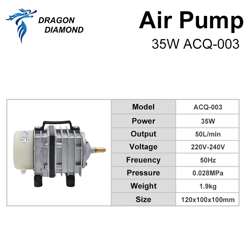 Imagem -06 - Compressor de ar com Bomba Magnética Elétrica Air Assist para Co2 Laser Gravador Aquarium Máquina de Corte 35w 220v Acq003