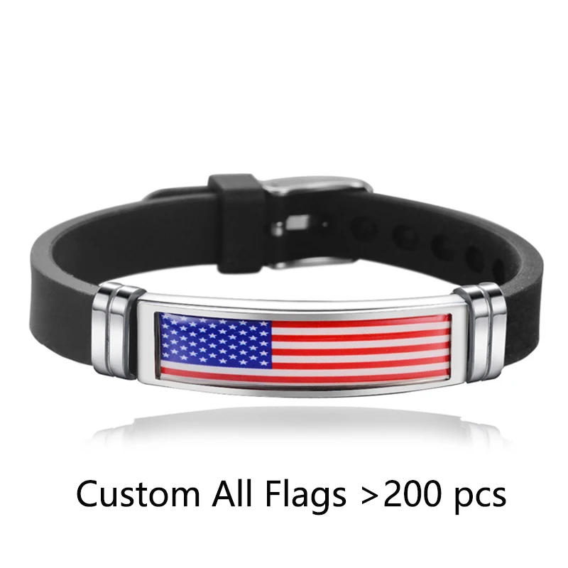 FIMAO USA Spain Flag Bracelet for Men Women Israel Germany Flags Adjustable Silicone Wristband Bangle 2020 Souvenir Gift