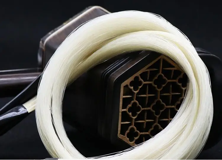 Sostituzione durevole 32 ''crine di cavallo bianche naturali Mongolia coda violino Viola violoncello Erhu Bow Hair