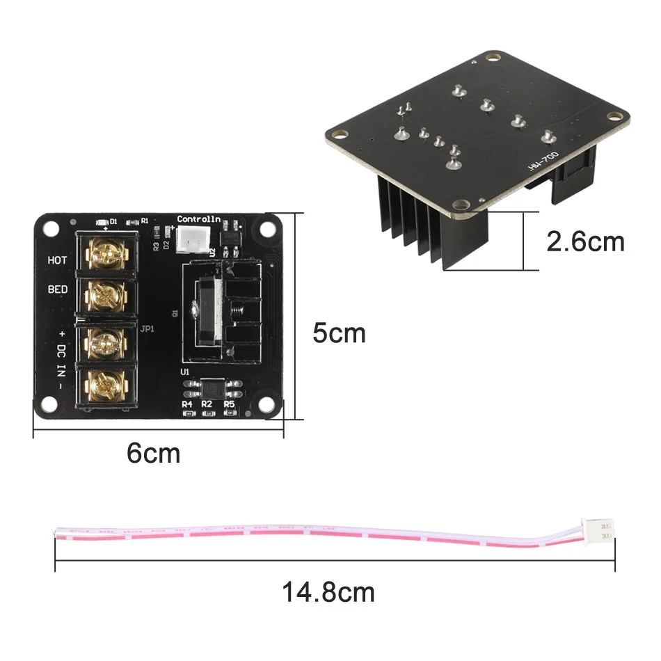 3D เครื่องพิมพ์คณะกรรมการขยายกำลังการผลิตเตียงร้อนตัวควบคุมความร้อน MOSFET โมดูลโหลดกระแสไฟฟ้าสูง25A 12V สำหรับ3D เครื่องพิมพ์อะไหล่