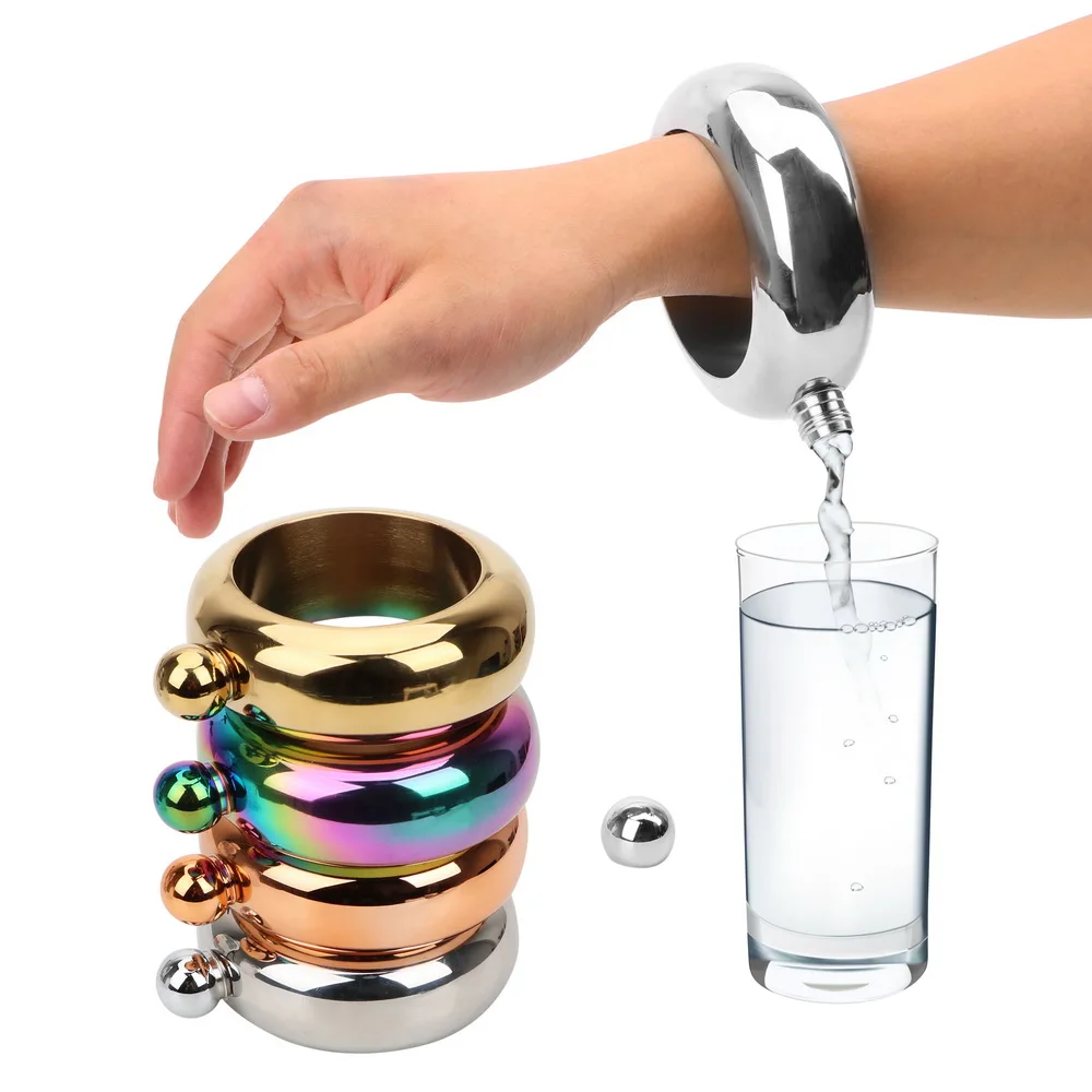 HILIFE for Whiskey Vodka Alcohol Round Chic Hip Flask 3.5 oz Bracelet Elegant Wine Bottle Drinkware Accessories Bangle Hip Flask