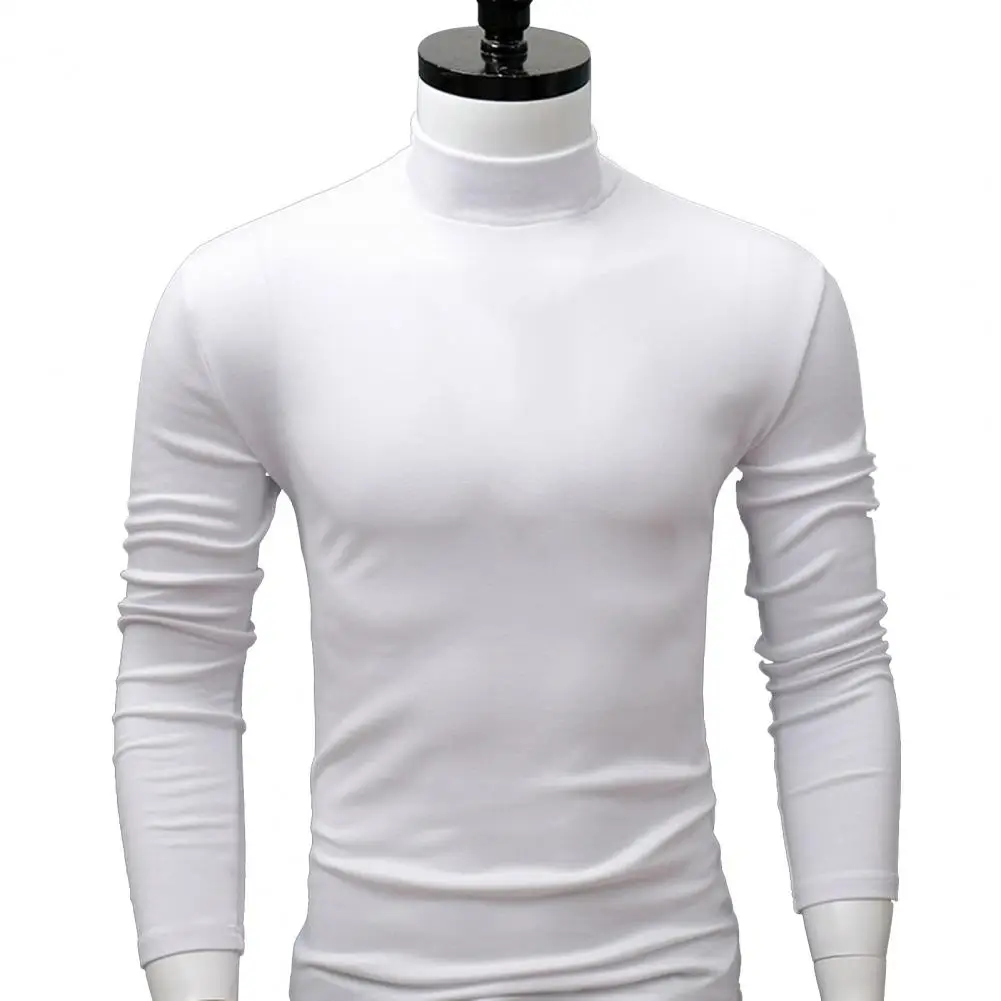 Autumn Winter Men t shirt Solid Color Half High Collar Long Sleeve T-shirts Tight Tight t shirt Casual Slim Clothing