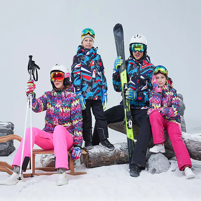 

Ski Suit Parent-Child Ski Set Snowboard Jacket Warm Jacket Overalls Waterproof Windproof Cotton-Padded Clothes Children Ski Suit