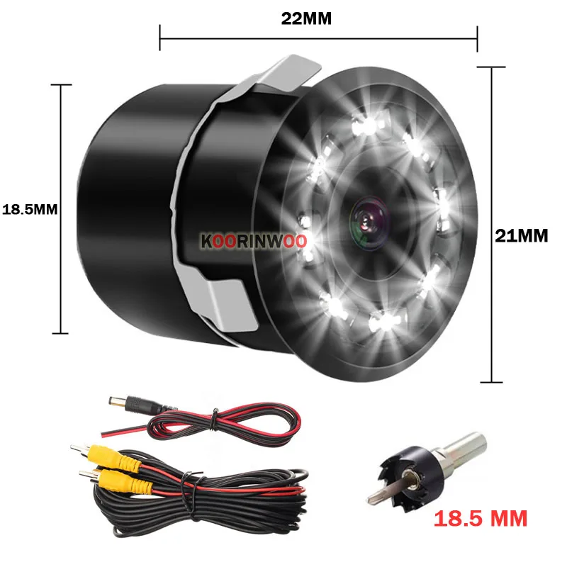Koorinwoo Auto Dynamic Trajectory Moving Line Guide Trunk Car Rear view Camera Backup 8 IR Lights Reverse System Night Vision