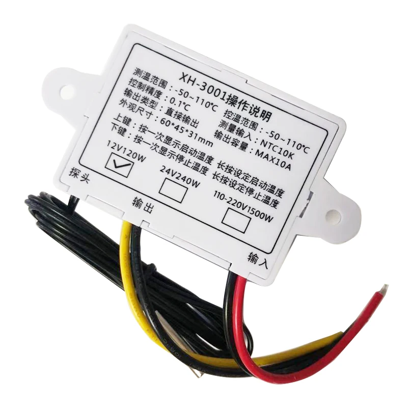 10A 12V 24V 220VAC الرقمية LED درجة الحرارة تحكم XH-W3001 ل حاضنة التبريد التدفئة التبديل ترموستات NTC الاستشعار
