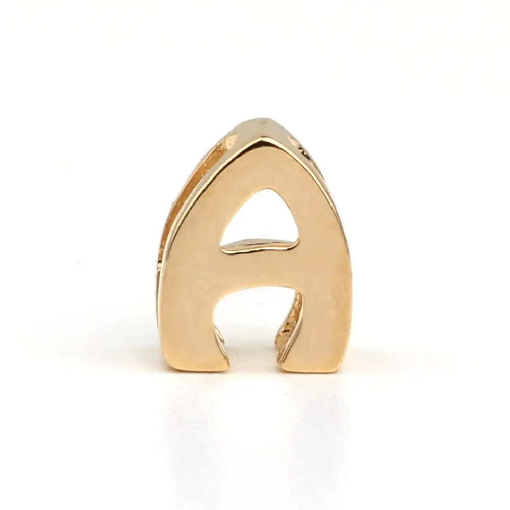 Solid 14K Yellow Gold Pendant Letter Initial for DIY Name Necklace Alphabet from A to Z P0001