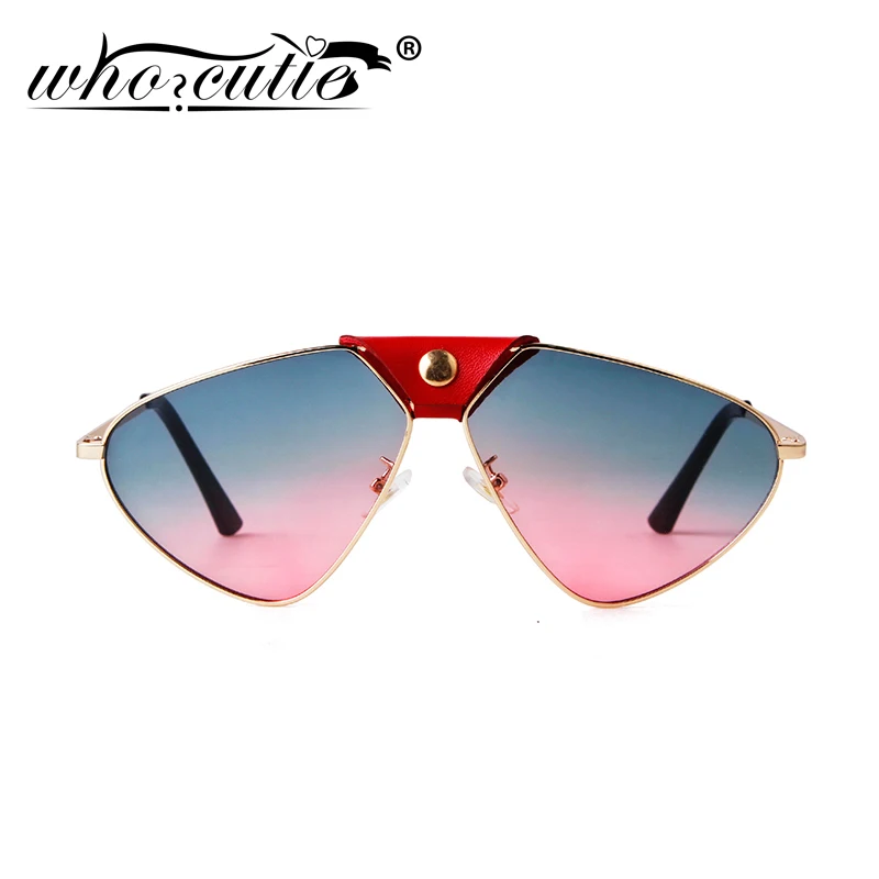 WHO CUTIE Steampunk Pilot Sunglasses Men 2020 Brand Design Retro Black Gothic Frame Sun Glasses Punk UV400 Eyewear Male S233