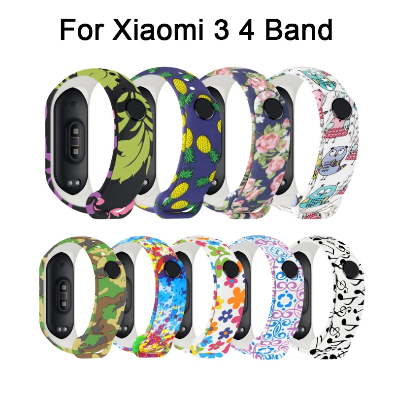 

leopard Printed Silicone Strap For Xiaomi Mi Band 4 3 Watchband Colorful flowers Wristband Smart Watch Replacement Bracelet