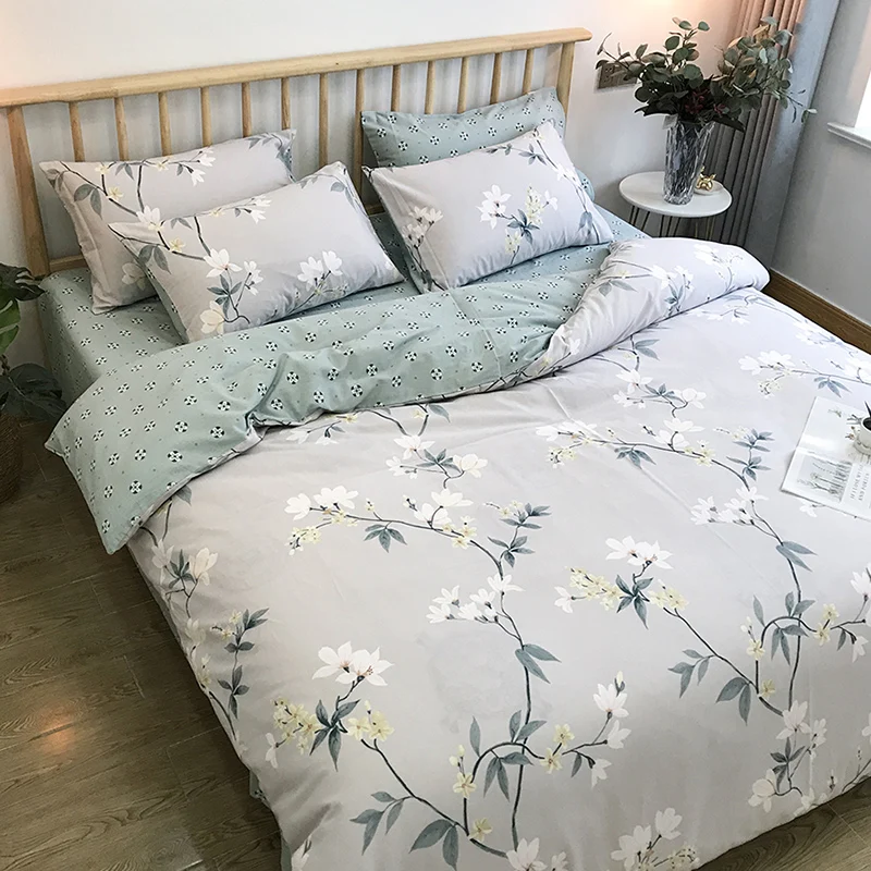 High Quality 3/4pcs/set Bedding Set Happy Family Pattern Duvet Cover Flat Sheet Pillowcase Set Wholesale Dropshipping