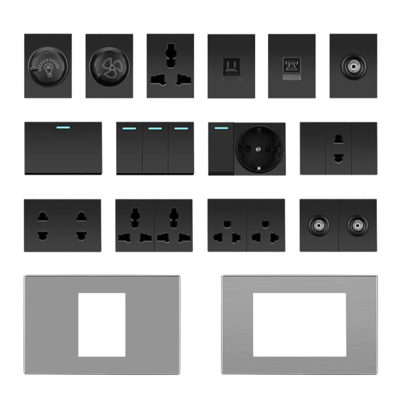 KAMANNI Stainless Steel US/Australia Type 118 Wall Light Switch Panel, Free Combination Of Function Key Frames