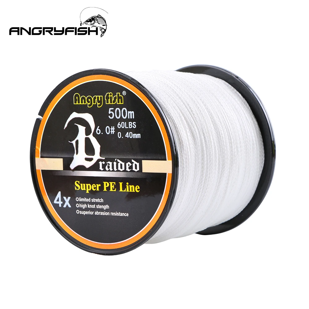 Angryfish 500m 4 Strands Braided Fishing Line 5 Colors Super PE Line Strong Strength