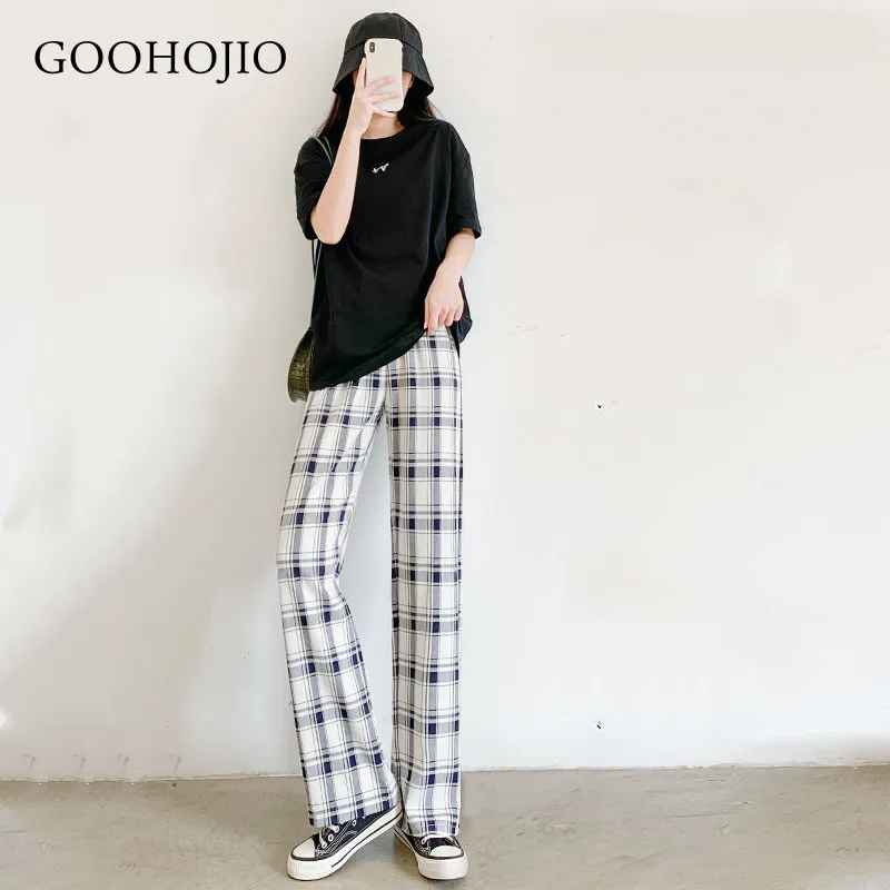 

Брюки женские в клетку, повседневные шикарные свободные широкие штаны в стиле оверсайз 3XL, универсальные уличные ретро-штаны в стиле Харадзюку/хип-хоп для подростков