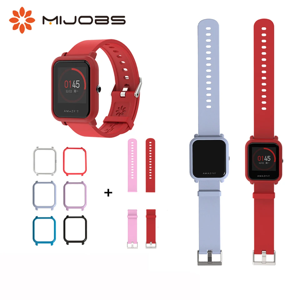 샤오미 Huami Amazfit Bip BIT용 스포츠 손목 스트랩 보호 케이스 커버, Amazfit 시계 실리콘 팔찌 액세서리, 20mm