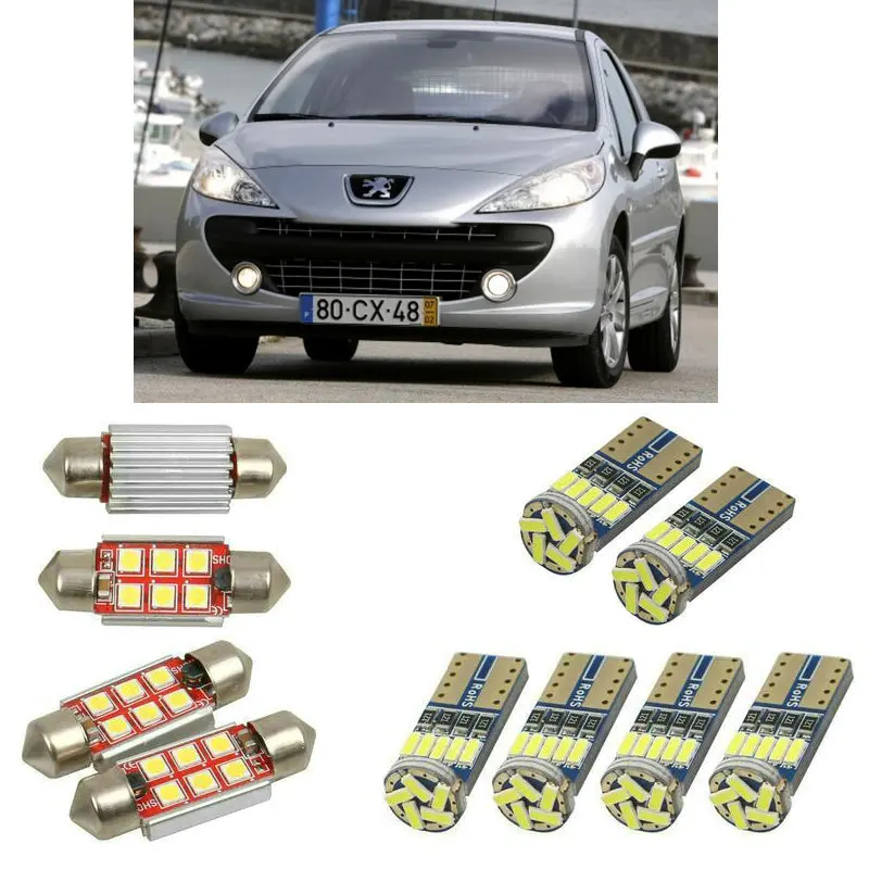 Interior led Car lights For peugeot 207 van hatchback wa wc  car accessories boot light License Plate Light 10pc