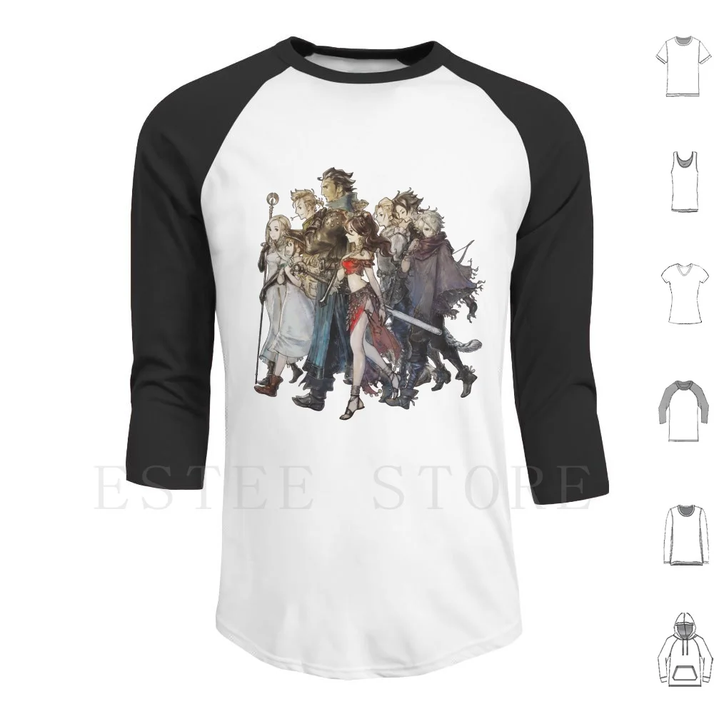 Viajero de pulpo?-Viajes Sudadera con capucha de manga larga Octopath Traveler Octopath Ophilia Cyrus Tressa Olberic Primrose Alfyn