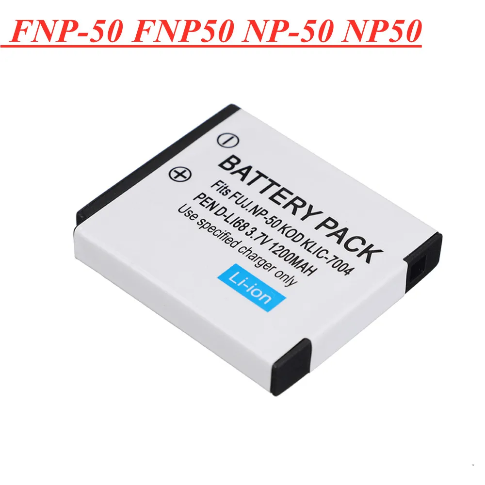 3.7V 1200mAh FNP-50 FNP50 NP-50 NP50 Camera Battery for FUJIFILM for Pentax D-Li68 for KODAK KLIC-7004 KLIC-7004 K7004