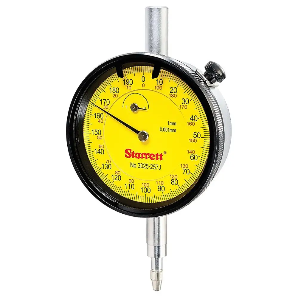 STARRETT 3025-257J 0.001mm Grads, 1.0mm Range, 8mm Stem Diameter Dial Indicator