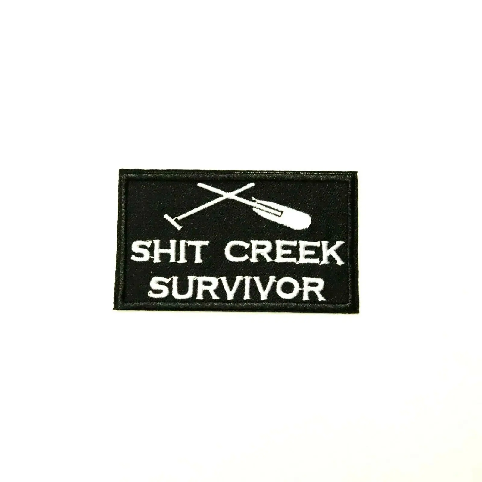 

Hot! Sh-t Creek Survivor Patch Iron-On Patch Embroidered Applique, Humor Funny, Biker (≈ 7.7-4.5 cm)