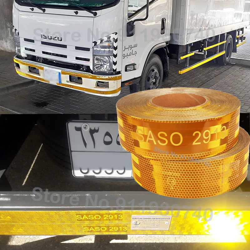 CE E3 High Quality For Saudi SASO 2913 Reflective Tape 45.7M For Truck Plating Aluminium Adhesive Sticker Reflector Vehicle Tape