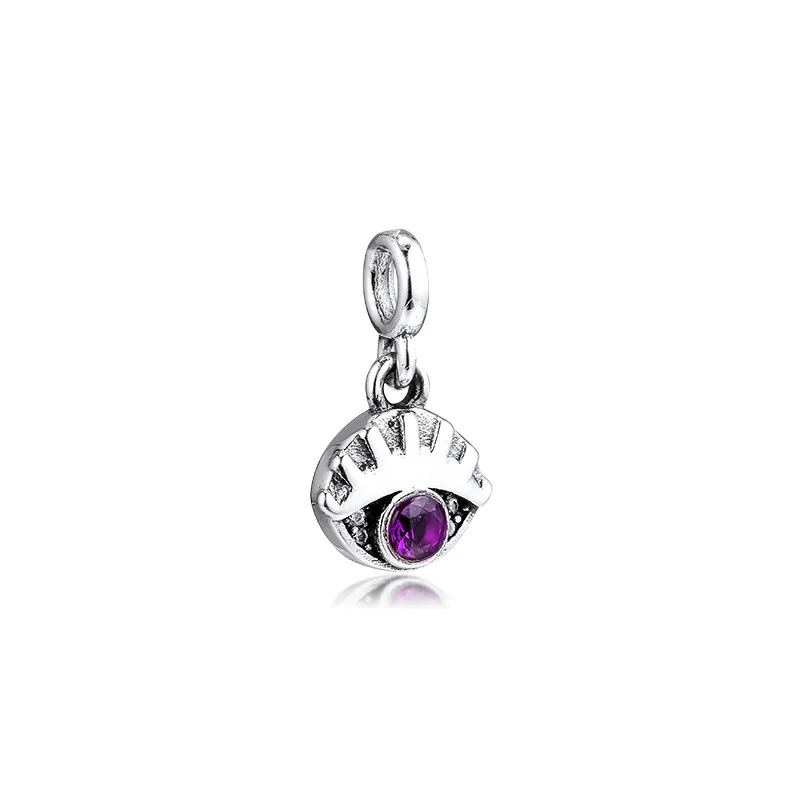 

2019 Me Collection My Eye Dangle Purple Crystal Charm Beads for Me Link Bracelets & Bangles Women Silver 925 Jewelry Small Hole