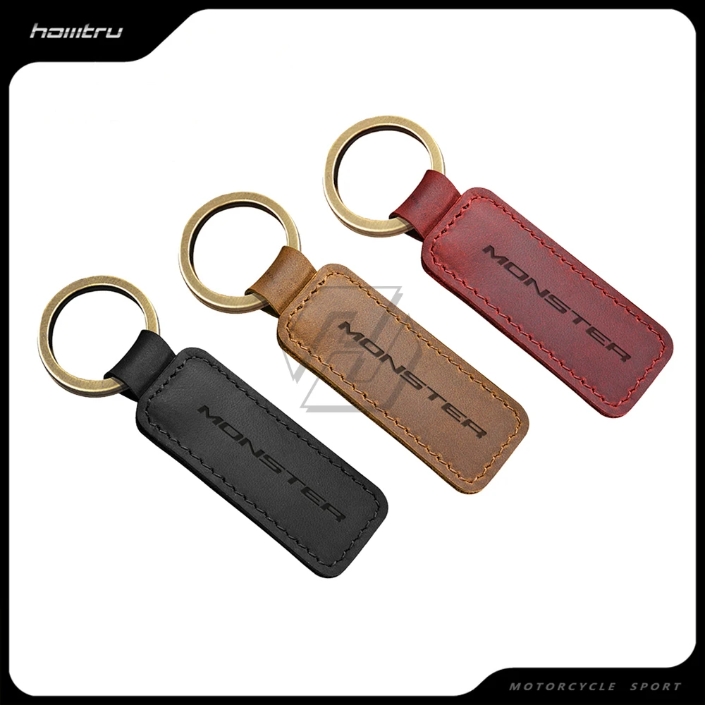 Motorcycle Cowhide Keychain Key Ring Case for Ducati 696 796 795 821 400 Monster Key