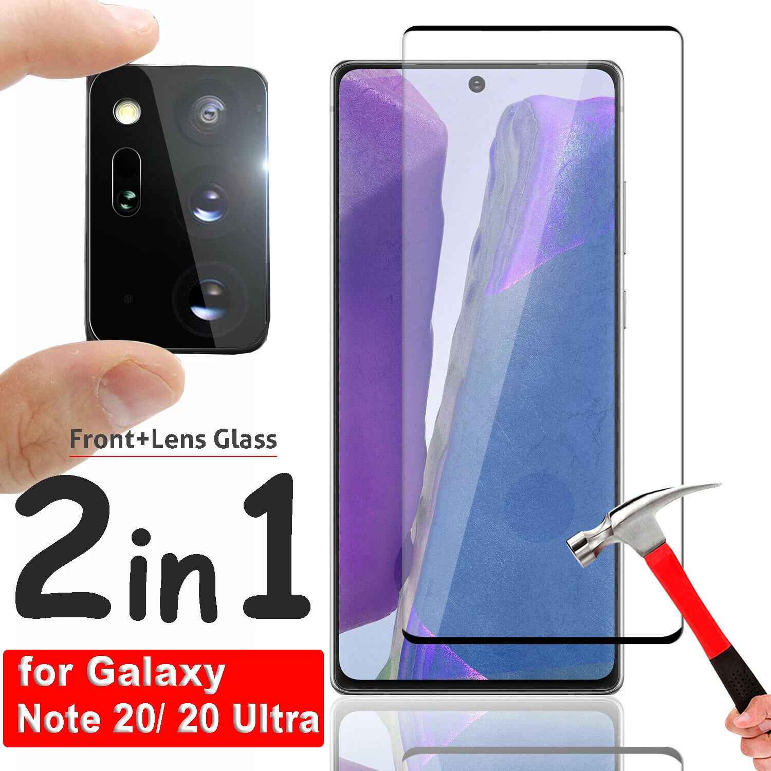 2in1 Tempered Glass for Samsung Galaxy Note 20 Ultra Front Screen Protector & Lens Protection for Note20 Ultra 20 Glass film