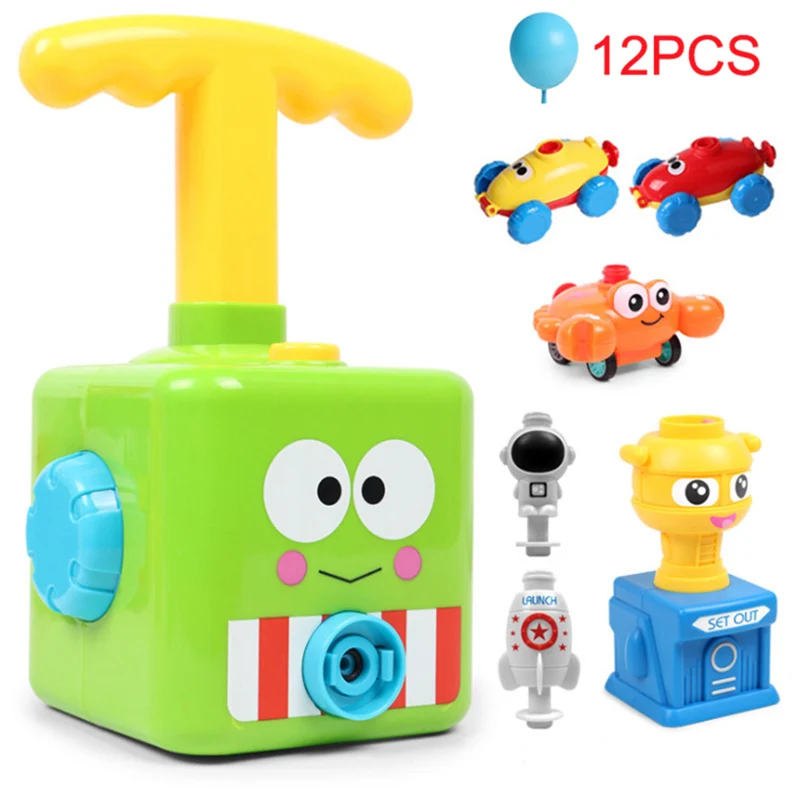 Children Air Inertial Power Balloon Car ToysTower Rocket Launcher Duck Frog Model Education Science Experiment Toy For Boy Gifts