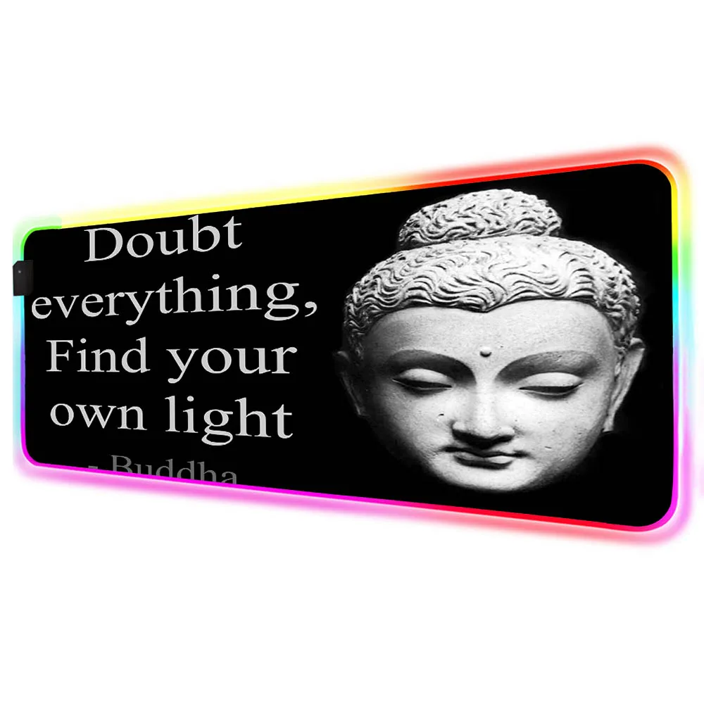 

Mairuige Large Mouse Pad RGB Buddha Pattern Computer Notebook Mouse Pad LED Luminous Keyboard Pad Desk Pad XXL Gaming Mouse Pad